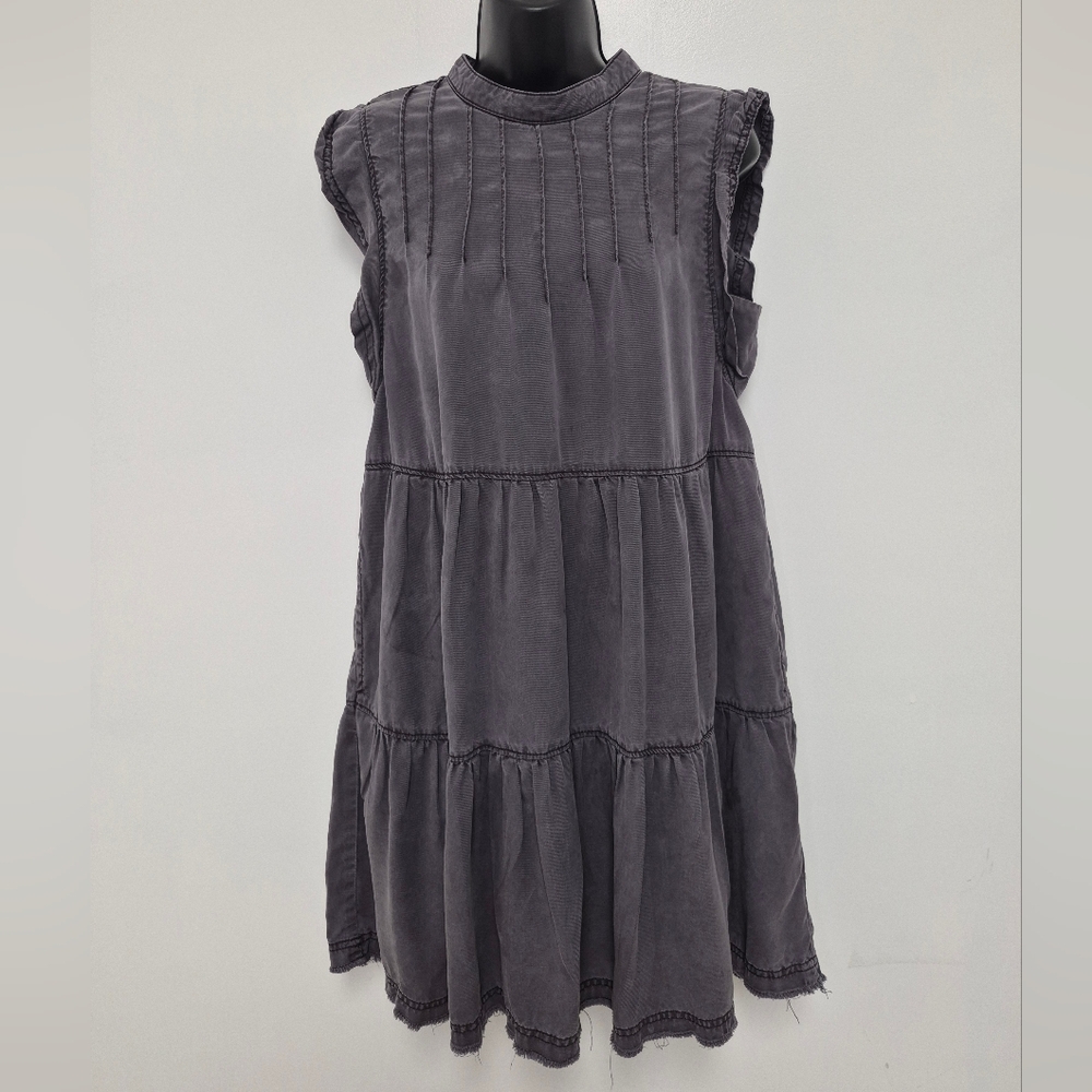 by Anthropologie Jenee Tiered Tunic Dress Black sz S